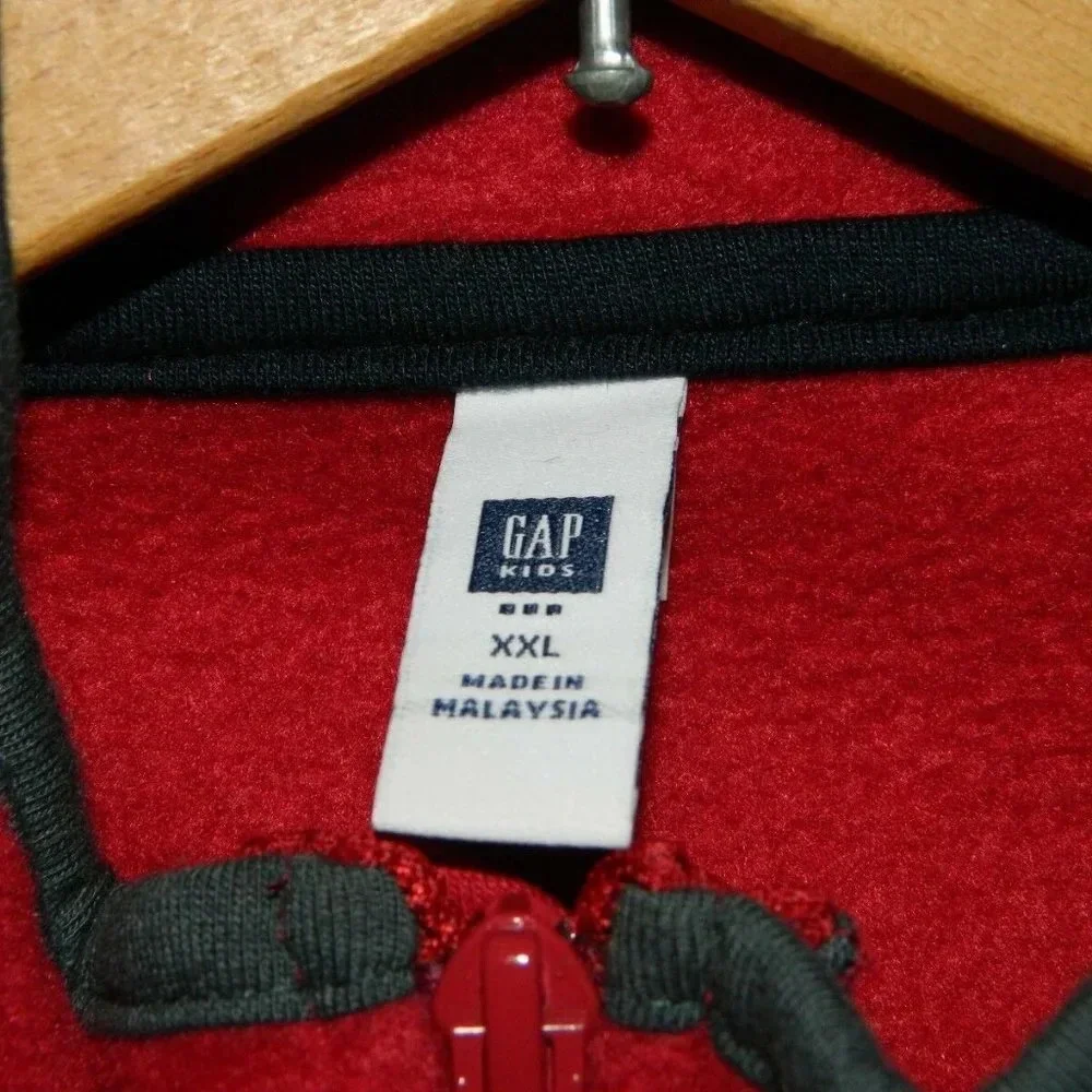 GAP KIDS XXL Red with Gray Trim Fleece Vest